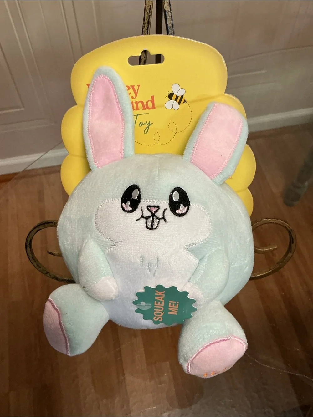 Honey & Hound Plush Bunny Squeaky Dog Toy Stuffed Animal Soft Durable Pet Toy 9”